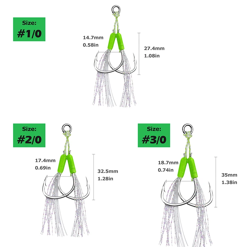 Goture-Juego de anzuelos dobles luminosos de acero al carbono, ganchos de pesca con plumas delicadas, aparejos de pesca, novedad, 5 unidades - imagen 2