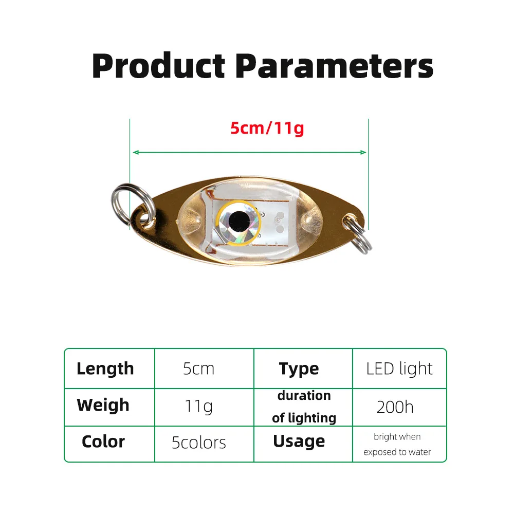Luz Led de pesca nocturna, señuelo fluorescente superimpermeable que brilla en la oscuridad, para pesca subacuática - imagen 3