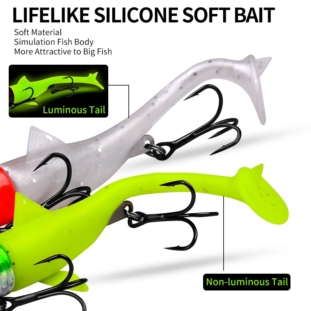 PROBEROS-señuelo de silicona para pesca en el mar, cebo de plantilla suave de 1 piezas, 13,5g-56g, cabeza de Trolling, Wobbler Vivid Swimbait - imagen 5