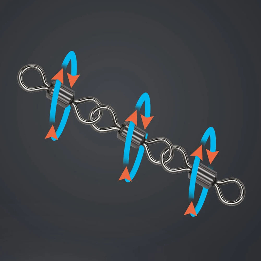 DNDYUJU 20 piezas rodamiento seguro pesca giratorios de acero inoxidable Triple portátil conectar accesorios de aparejos de pesca - imagen 5