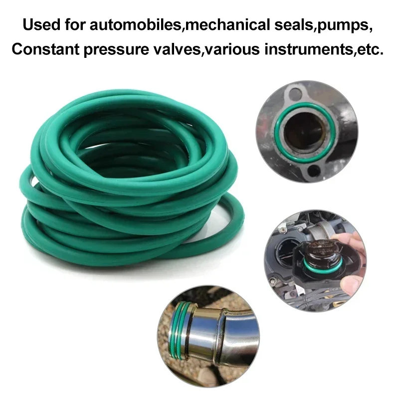 Junta tórica FKM verde CS 5mm OD 16mm ~ 100mm arandela de sellado aislada de caucho de flúor resistente al calor resistente al aceite ácido alcaloide - imagen 2