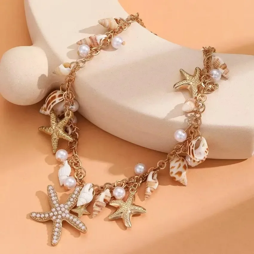 1 Uds. Conchas marinas naturales joyería de playa verano Bohemia elementos del océano pulsera estrella de mar Coral Shell encanto para regalos de mujer - imagen 2