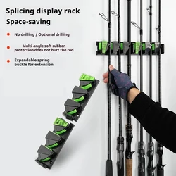 Soporte de pared para cañas de pesca con estante sin taladro