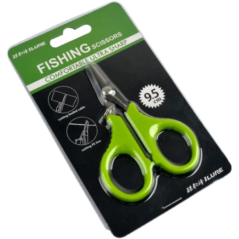 ILURE-Mini tijeras de pesca de línea PE, herramienta de pesca de acero inoxidable, hoja dentada, hilo trenzado de fluorocarbono, Verde - imagen 5