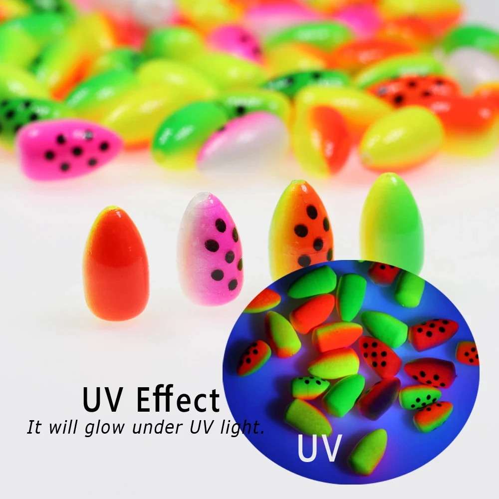 Wifreo, 10 Uds., flotadores ovalados de espuma UV, indicador de pesca con mosca para trucha, Bobbers para Pompano, dorado, bagre, cebo vivo, flotador, rojo, amarillo - imagen 5