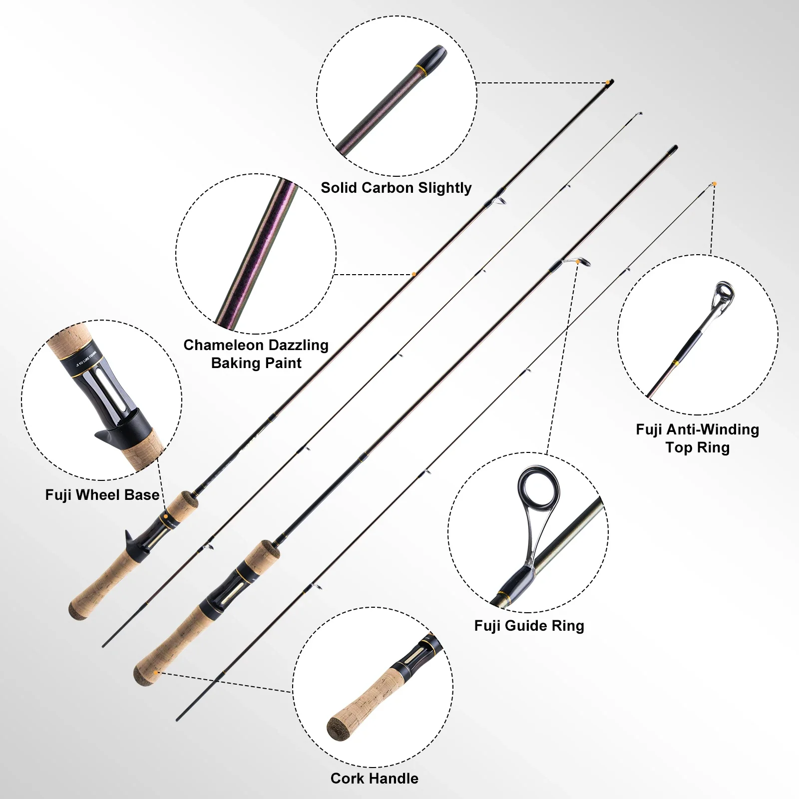 Goture-caña de pescar ultraligera de alto carbono, anillo guía FUJI, 1,5 m, 1,68 m, cañas de fundición giratorias, UL Power, señuelo para Stream Lake - imagen 2