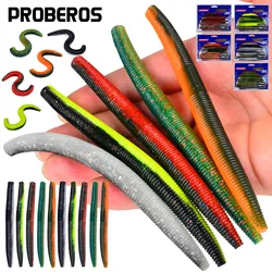 Kit de Señuelos de Pesca, cebos de gusano blandos de PVC para Lucio, plantillas realistas de hundimiento lento sin plomo con textura acanalada, 4 pulgadas, 10cm, 5 pulgadas y 13cm