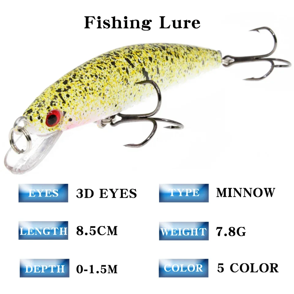 LEOSPORT-Señuelos de Pesca de 8,5 cm/7,5g, Wobblers de pececillos de alta calidad, de 5 colores aparejos de pesca, cebo de pescado falso de plástico realista, venta al por mayor - imagen 2