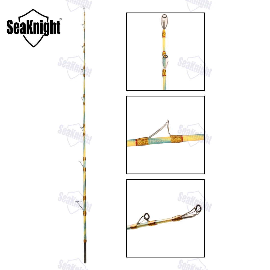 2022 NUEVO Seaknight caña de pescar para botes con alto contenido de carbono Cañas marinas Todos los anillos Fuji Longitud 1,6 M 1,7 M 1,9 M Súper duro Arrastre máximo 50 KG Caña de pescar Caña giratoria Caña de fundic - imagen 3