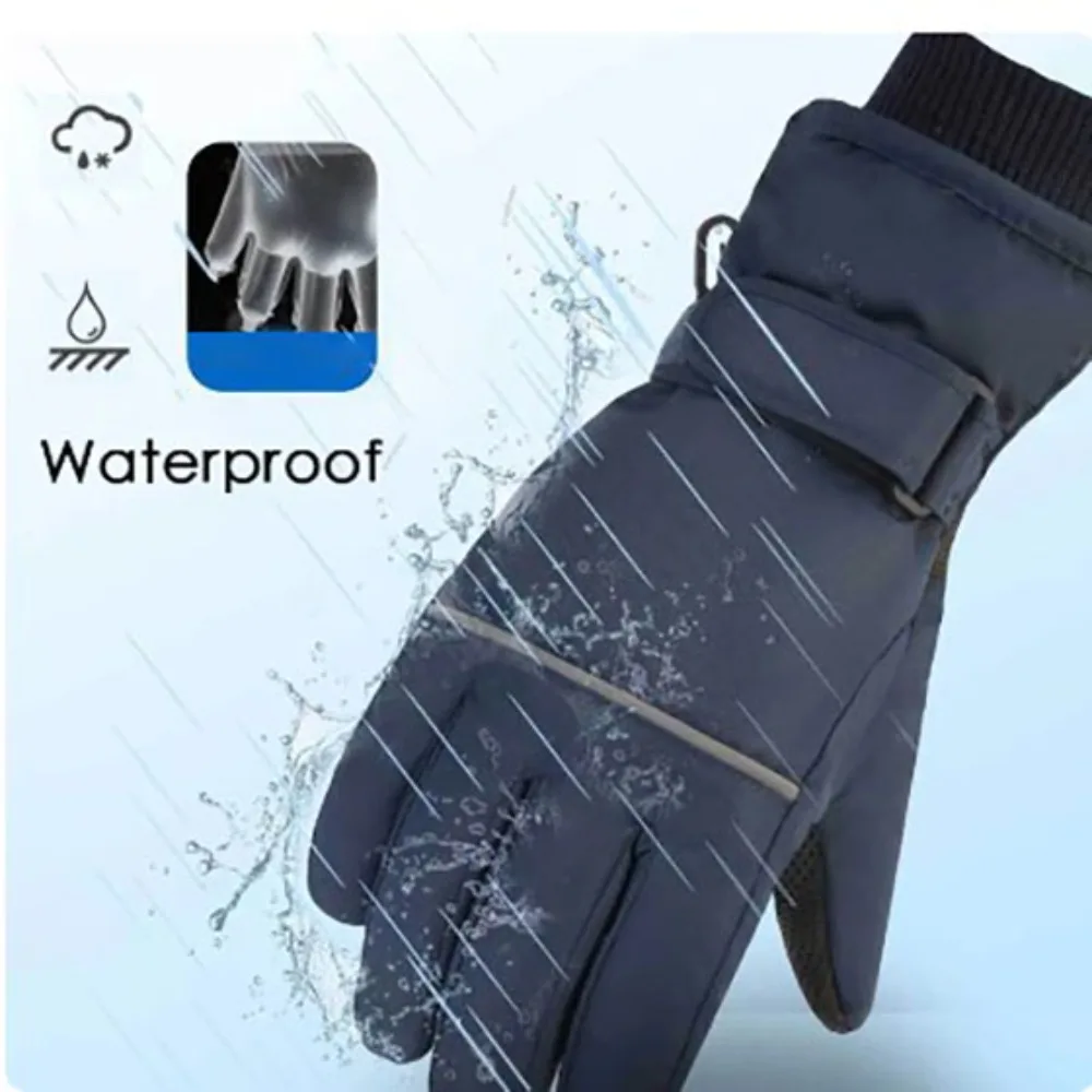 Guantes de esquí impermeables de tela a la moda para adultos, guantes de invierno impermeables a prueba de viento para nieve al aire libre, guantes de esquí cálidos antideslizantes - imagen 3
