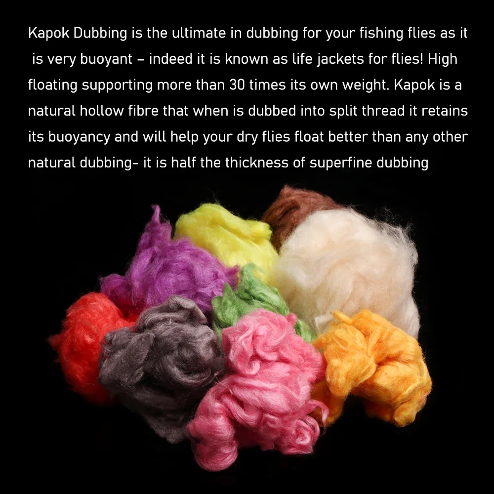 Material de atado de moscas Wifreo, 9 colores, doblaje de Kapok, fibra súper fina flotante Natural para moscas secas Adams, moscas de trucha mayfly - imagen 3