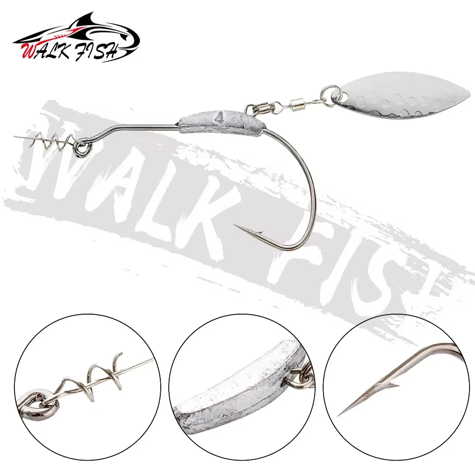 WALK FISH 1 Uds 2g 3g 4g 5g 7g 9g gancho de cuchara de Metal anzuelo de manivela con lentejuelas plomo negro vientre ancho primavera pesca en mar trucha barra blanca - imagen 5