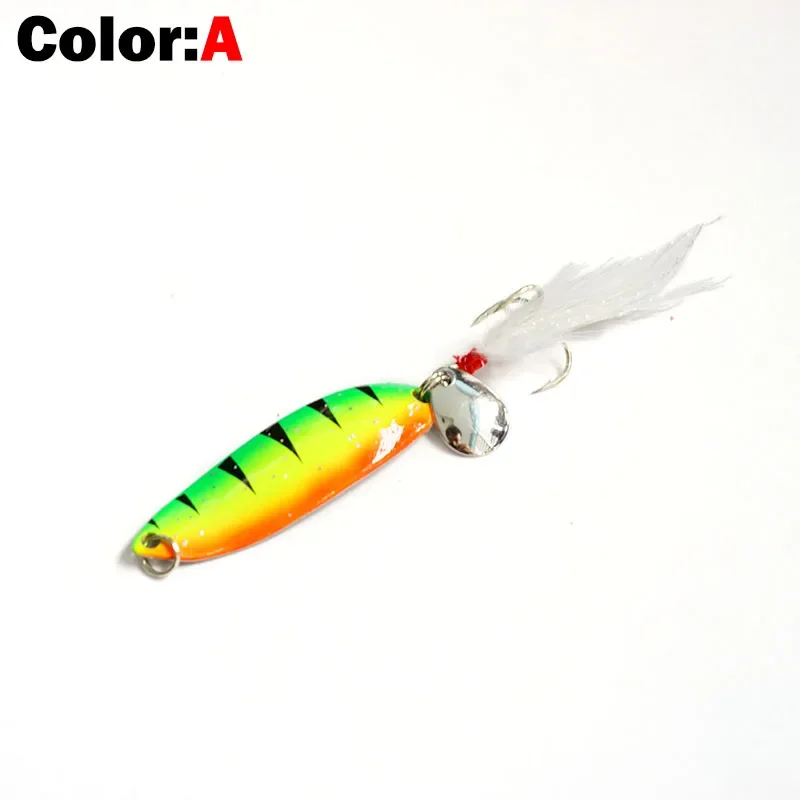Señuelo giratorio de cuchara de Metal, 5g/9g/13g/18g/21g, señuelo de pesca de agua salada con pluma láser, cebo que se hunde para el cuerpo, cebo de pesca de carpa - imagen 5
