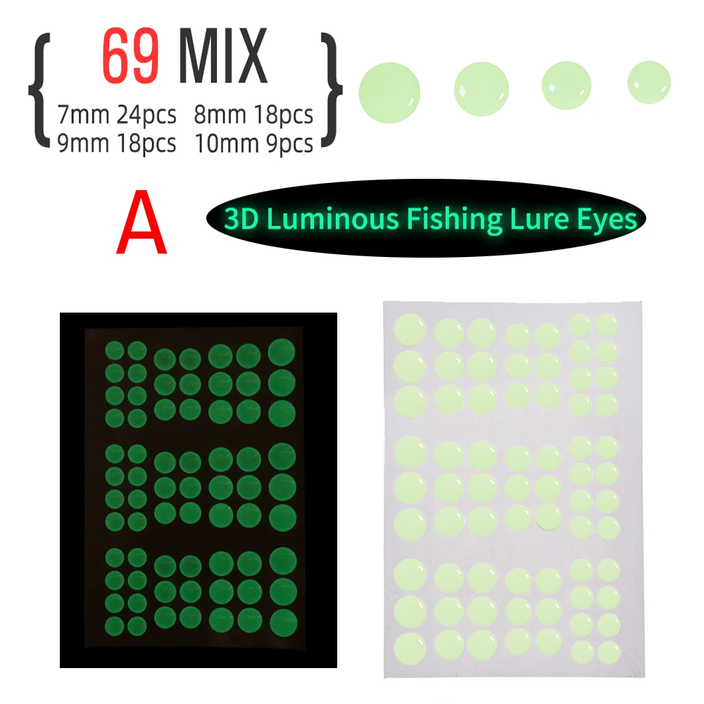 ICERIO-100 piezas luminosas 3D, Ojos de pez epoxi para atar moscas Streamer, moscas de agua salada, Señuelos de Pesca, plantilla de Material para hacer cebo - imagen 5