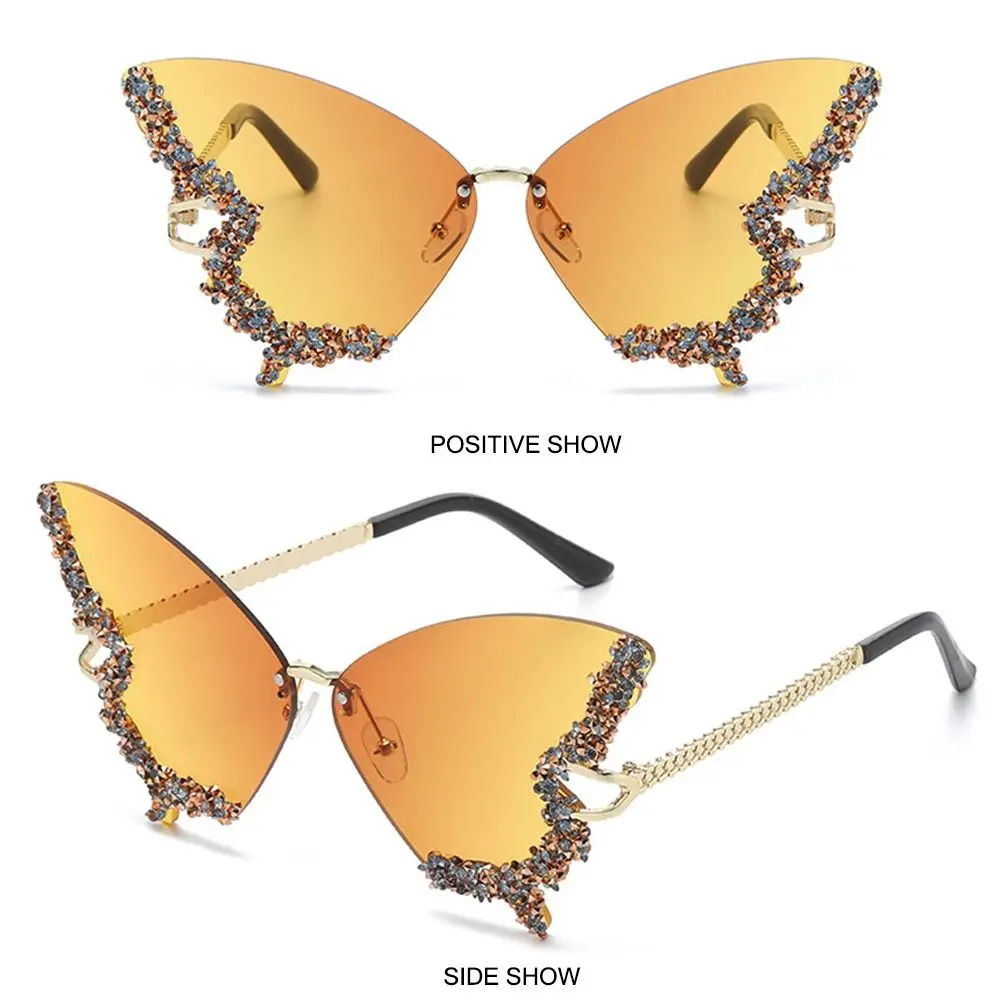Gafas de sol Vintage con diamantes de imitación para mujer, gafas de sol femeninas de gran tamaño, brillantes, púrpuras, mariposa - imagen 4