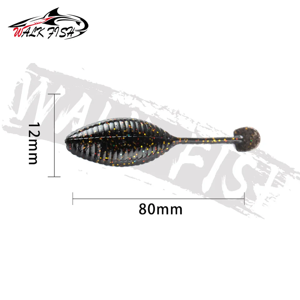 WALK FISH-SEÑUELOS blandos flotantes para pesca, cebos de plástico de 6 piezas, 80mm, 3,3g, gusano de pesca, TPR, Lucio, piscardo, Swimbait, Jigging - imagen 3