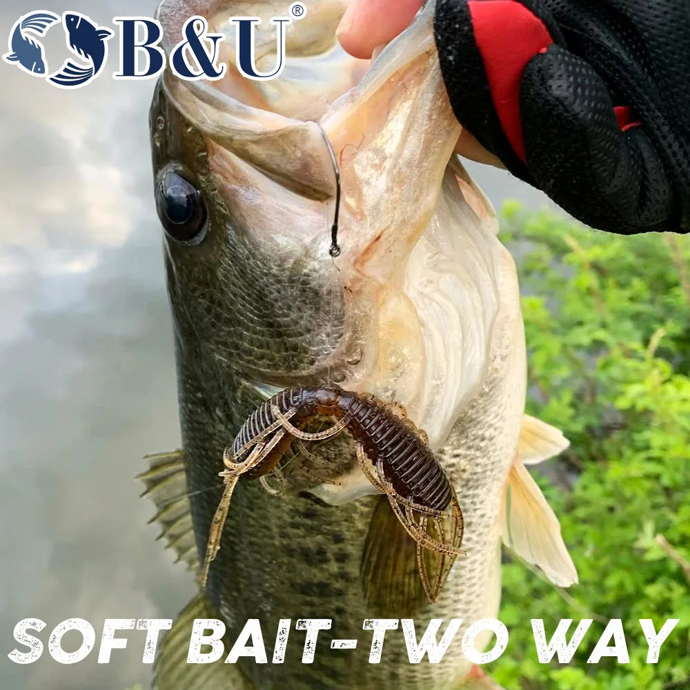 B & U-señuelo suave de gusano de hundimiento lento, 51mm, larva de insectos, Swimbaits blandos, cebos para insectos de criatura de silicona, Wobblers, señuelo de pesca - imagen 3