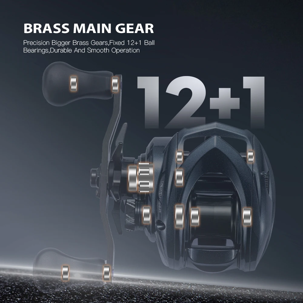 Carrete de Baitcasting de aleación SOLOKING ASHMOON 12 + 1BB 6KG de potencia carrete BFS de mango largo/carrete de todo uso/carrete de pesca en el mar - imagen 5