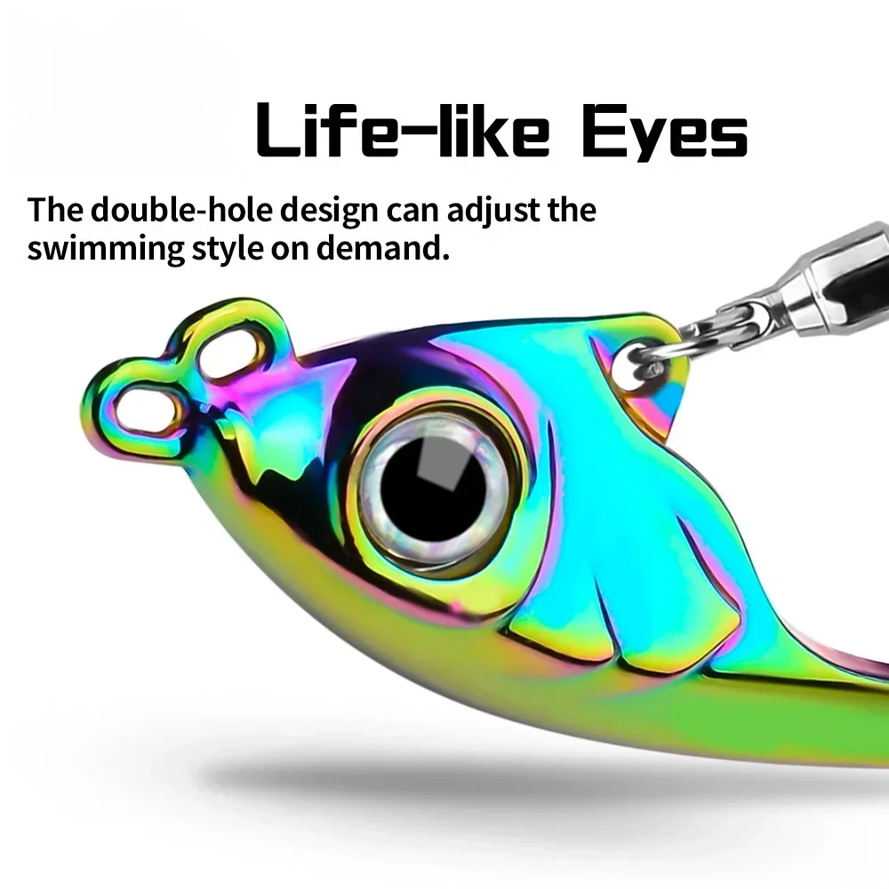 Cebo giratorio 7g 10g 15g Metal Vib señuelo de Pesca Trolling cuchara giratoria Wobbler hundimiento cebo duro con lentejuelas Pesca para Lucio - imagen 5