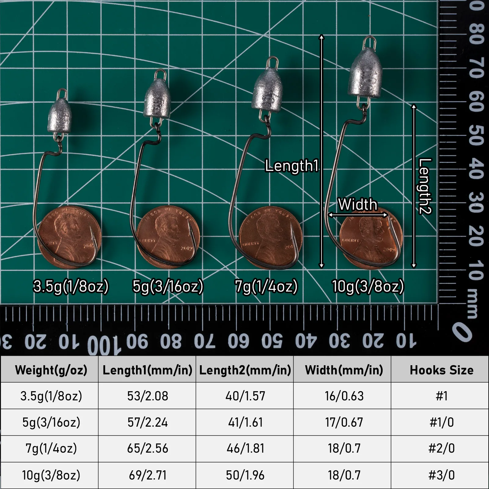 Anzuelo de cabeza de bala de 3 piezas, plantilla oscilante de Texas, anzuelo de pesca de lubina ponderado, cabeza redonda para bagre, trucha, perca - imagen 4