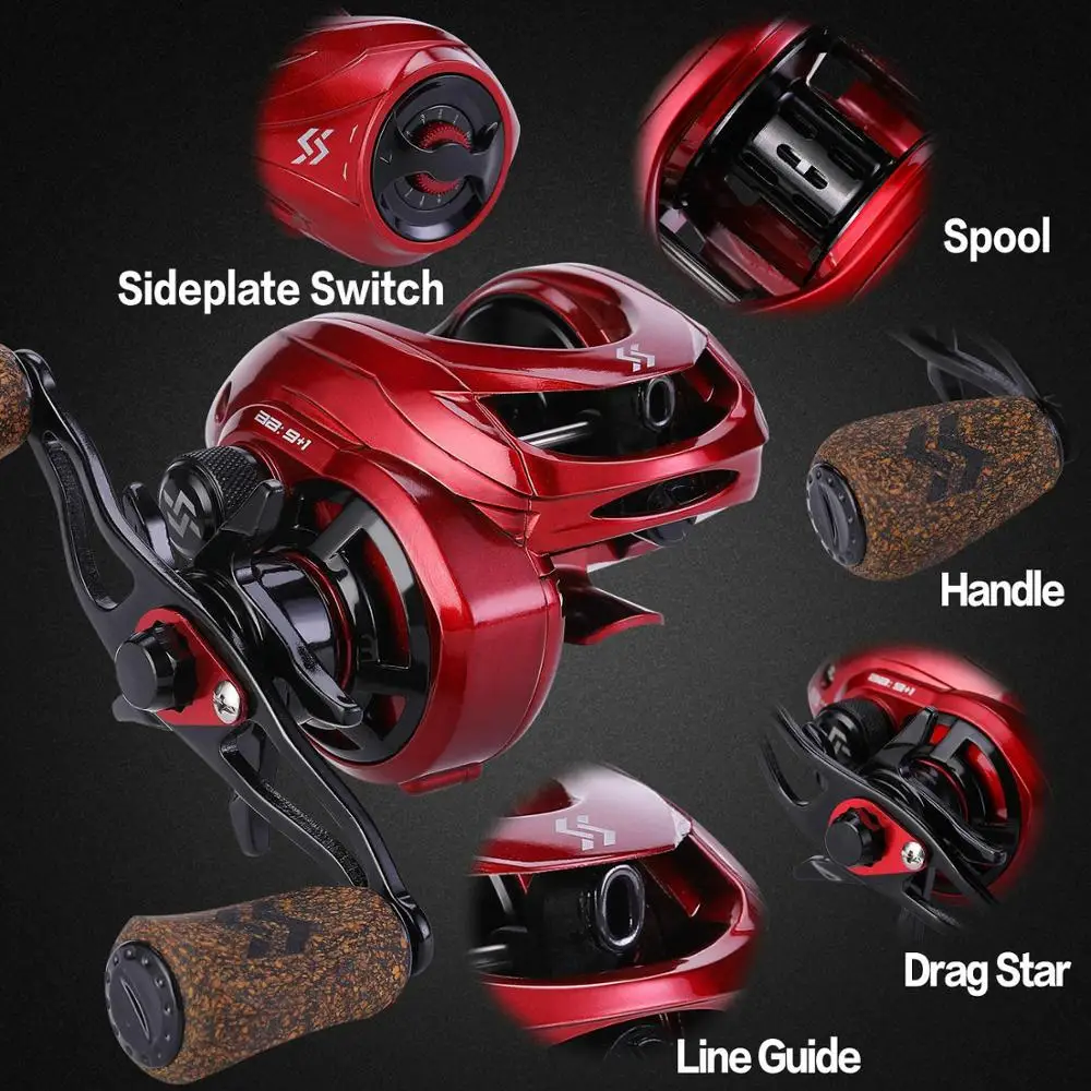 Sougayilang 8 :1 carrete de Baitcasting de alta velocidad 9 + 1BB 211g carrete de pesca de fundición para potencia máxima de arrastre 17,6LB aparejos de pesca de carpa - imagen 5