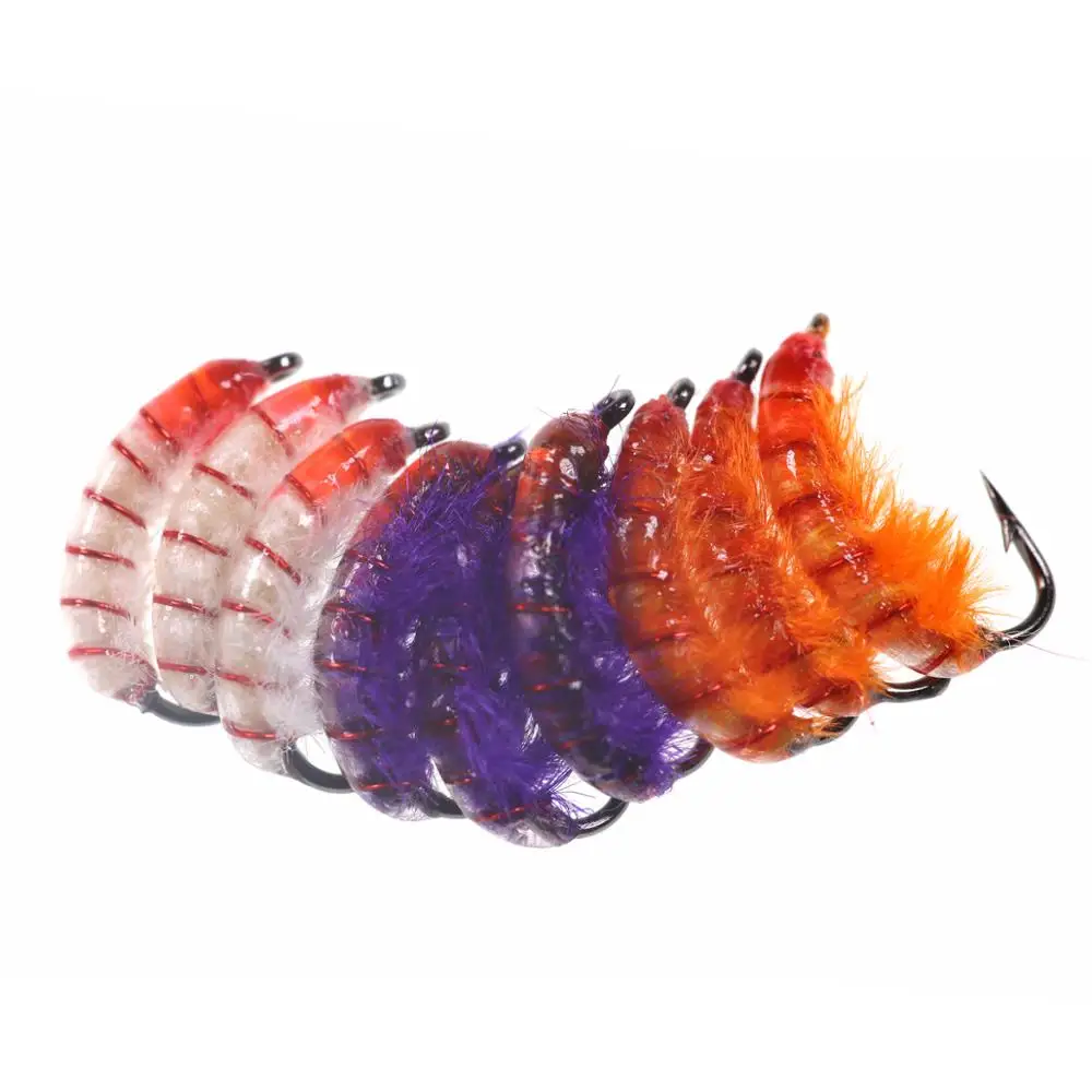 Wifreo 6PCS 10 #   Señuelos de pesca de hundimiento rápido, ninfas checas, Scud, gusanos, moscas, anzuelo de púas para trucha, lubina, Bluegill - imagen 5