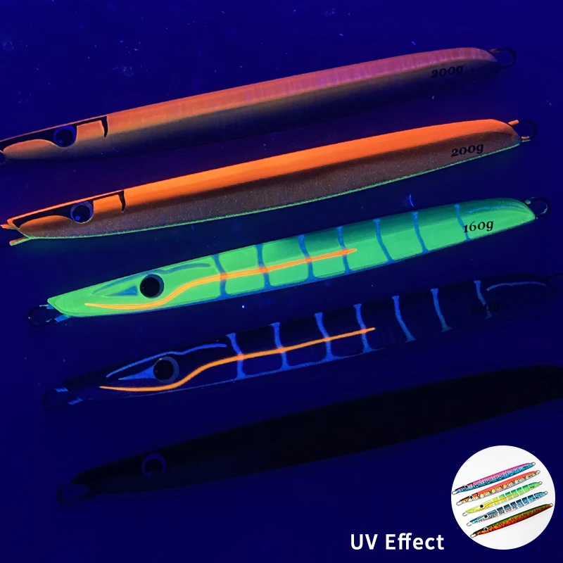 OBSESSION J98 160g 200g pesca luminosa cebo de Jigging de Metal revestimiento láser plantillas duras señuelo agua salada señuelos de plantilla de hundimiento rápido - imagen 5