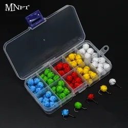 100 Uds. Huevo Glo-Bug de colores mezclados, huevos de pescado biónicos de 10mm, materiales de señuelo de pesca, trucha, mosca, Ninfa, atado de bolas de felpa, suministros para atar moscas