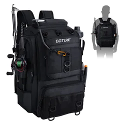 Goture Mochila de pesca con soportes para cañas y organizador señuelos