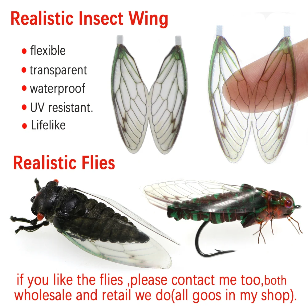 Wifreo-Ala de insecto realista para adultos, alas de Mayfly no adhesivas para pesca de truchas, materiales de atado de moscas secas, alas de atado de moscas precortadas - imagen 2