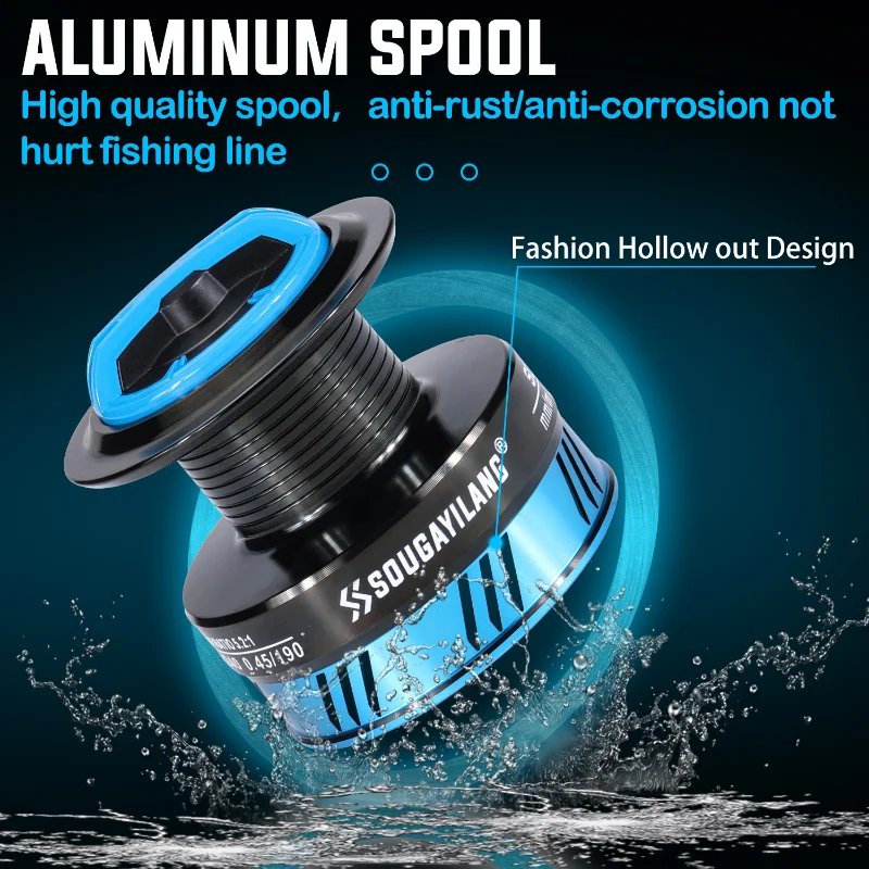 Sougayilang-carrete de pesca giratorio, aparejos de pesca de alta velocidad, arrastre máximo de 22lb, tres colores, serie 1000-6000, 11 + 1 BB 5,2: 1 - imagen 2