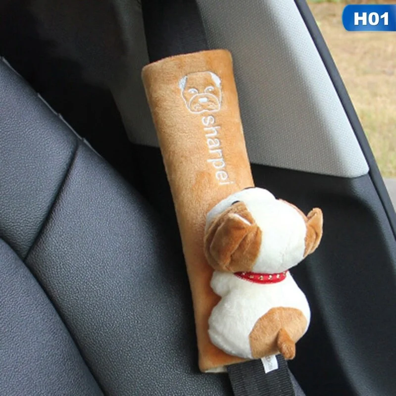 Almohadillas universales para cinturón de seguridad de coche, funda de cojín con correa para el hombro, Protector de cinturón de seguridad, Animal bonito - imagen 5