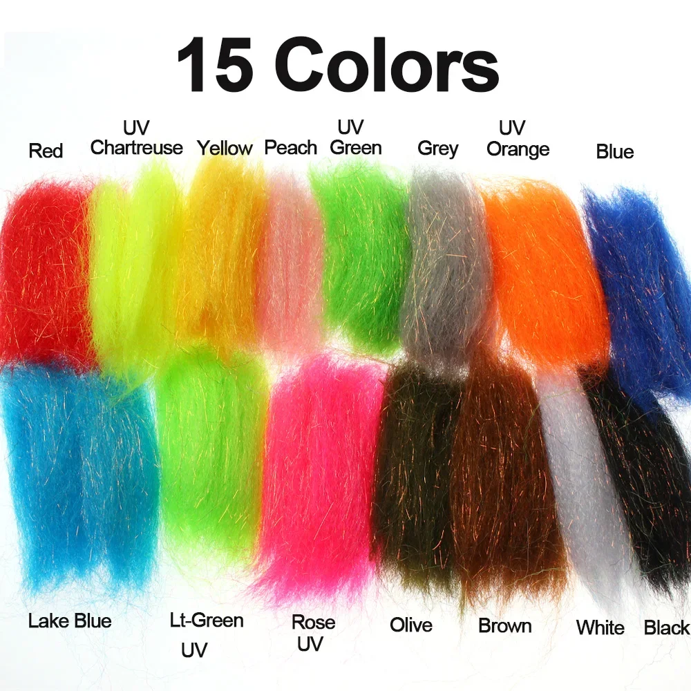 ICERIO, 2 bolsas, fibra sintética Flash Streamer para agua dulce, agua salada, cebo para pececillos, pescado, trucha, lubina, Lucio, Material para atar moscas - imagen 3