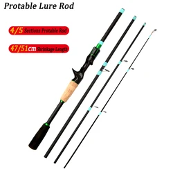 Ghotda Baitcasting Spinning Travel Carbon 4/5 secciones cañas de pescar peso de línea 4-10 libras señuelo ultraligero trucha Mini poste 1,8/2,1 m