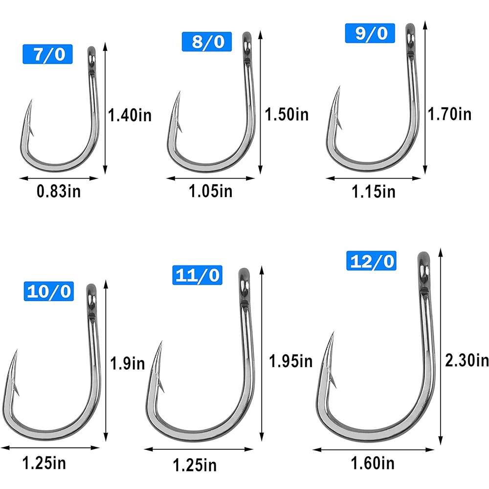 Anzuelo de pesca de 40 piezas, cebo de acero inoxidable para agua salada, fuerte, círculo afilado, pesca de juego grande - imagen 3