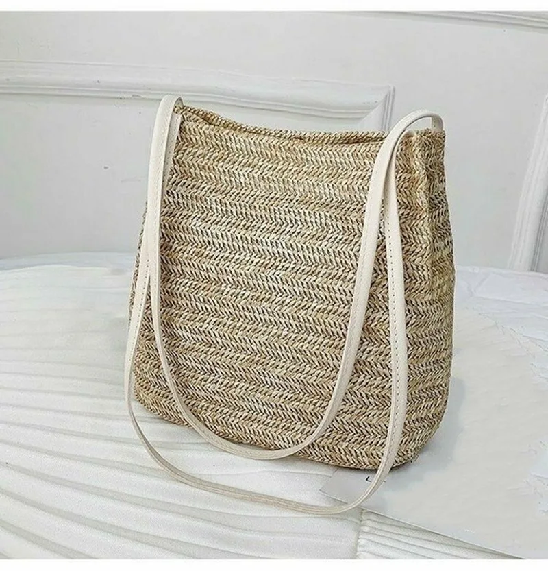 Bolso tejido de paja para mujer, cesta grande de mimbre, bolso de playa, bandoleras cruzadas de verano para mujer, bolso pequeño de playa para niñas, nuevo - imagen 4