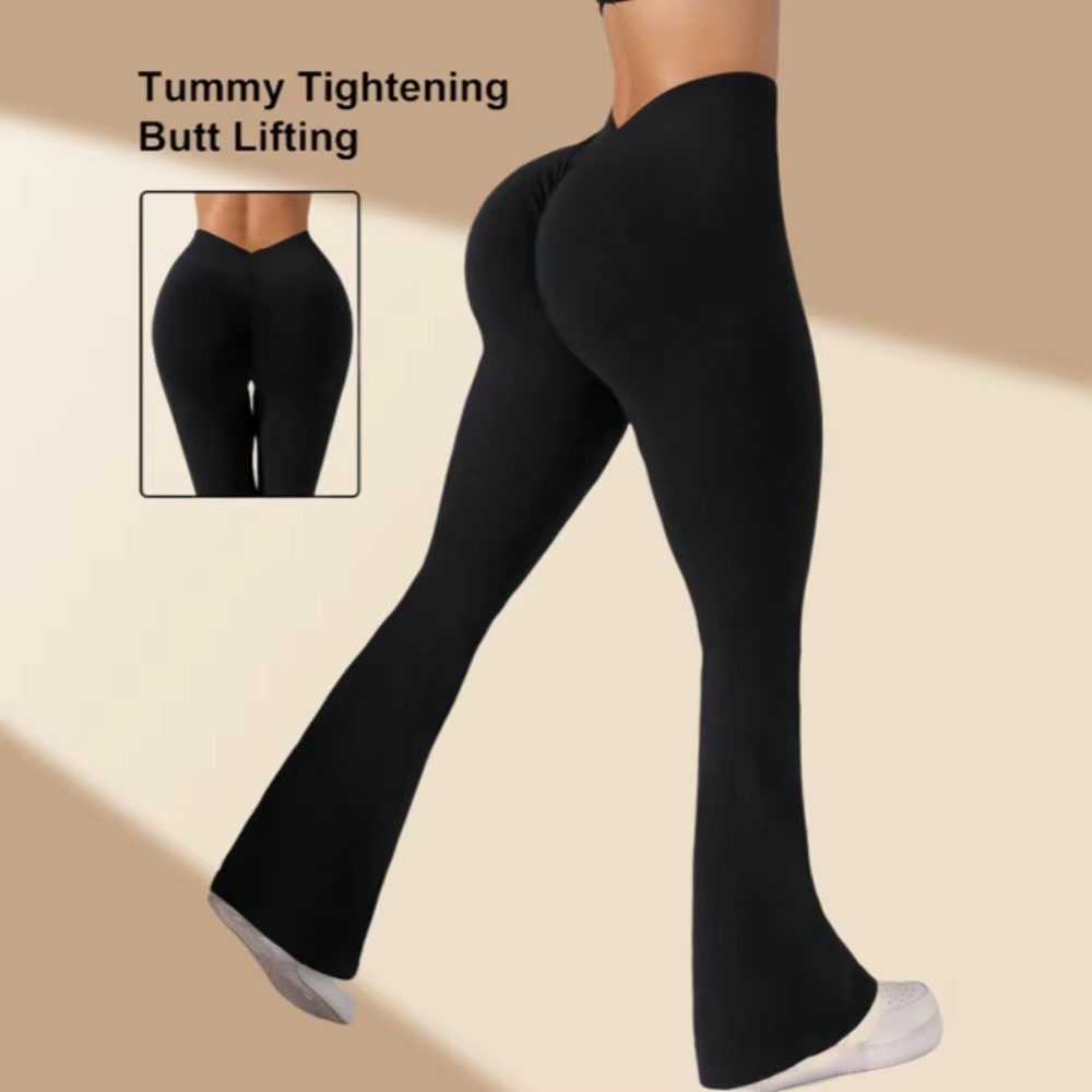 Mallas yoga cintura alta en V efecto lifting – transpirables sin costuras