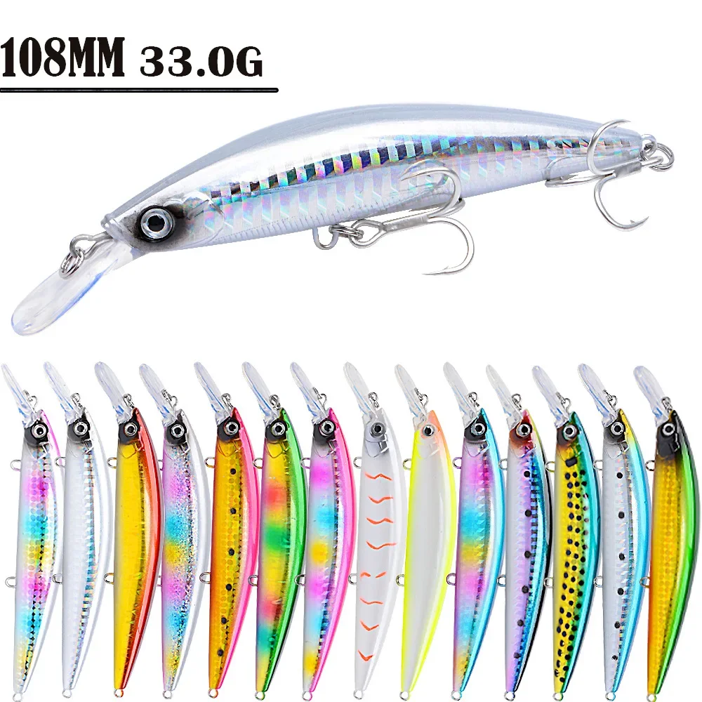 Señuelos de pececillo de hundimiento pesado, 108mm, 33g, cebos duros artificiales de fundición larga, lubina, trucha, Swimbait, Pesca Wobbler, accesorios de Pesca - imagen 4