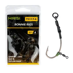 Hirisi-aparejos de pesca de carpa Ronnie, juego de aparejos de anzuelo, 4 Uds., kits de aparejos terminales listos para usar, accesorios de equipo de pesca