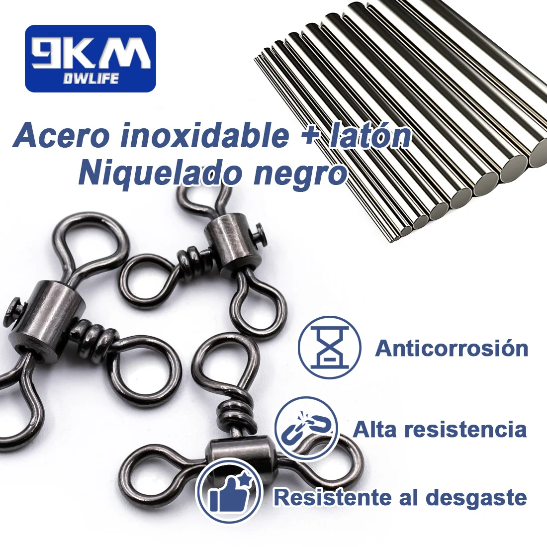 Conector de línea de pesca de 3 vías, aparejos de Jigging, aparejo de fondo de pesca de Surf, de latón inoxidable, Triple giratorio, 25 ~ 100 piezas - imagen 4