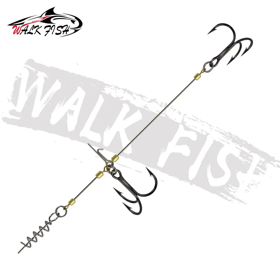 WALK FISH-anzuelo de aparejo de pesca Stinger, conector de tornillo de Pin central de sábalo grande, cebo de perca para lubina, anzuelo de pescado agudo y afilado con púas - imagen 2
