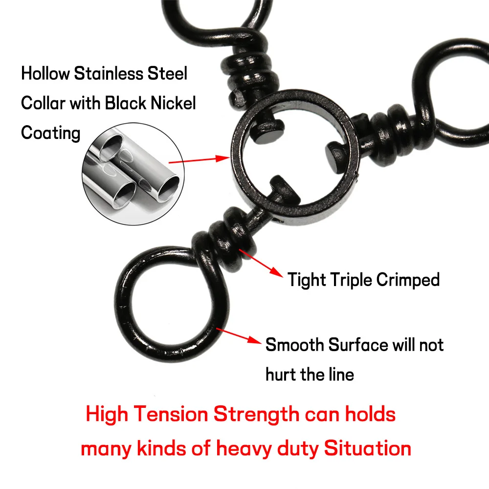 Elllv-barril de pesca de 3 vías, anzuelos triples, accesorio de conector, 10 unids/bolsa #8-3/0 - imagen 4