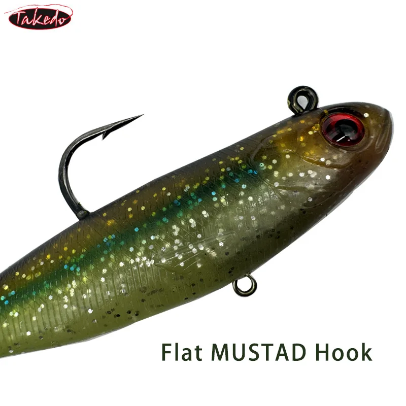 TAKEDO, 2 uds., 120MM, 27G, señuelo suave, cabeza de anzuelo de plomo, cebo de natación VIB, señuelo de pesca de mar que se hunde, cola en T, cebo artificial de PVC, lubina, atún, Lucio - imagen 4