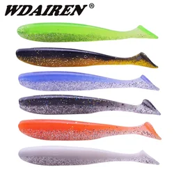 6 uds Jig Wobblers Señuelos de Pesca 8cm 3,5g doble Color silicona sal olor aditivos cebo suave aparejos carpa lubina señuelo Swimbaits