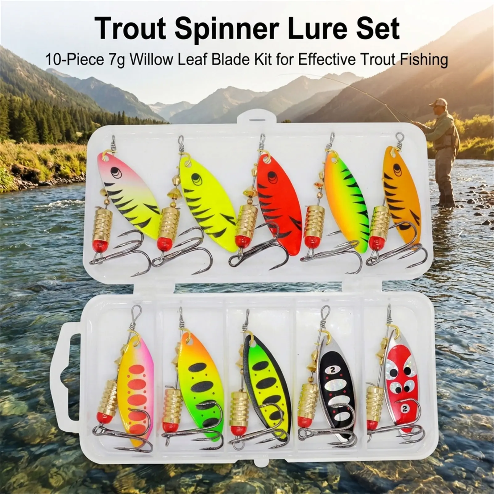Spinner compuesto con pala de sauce para pesca de trucha - imagen 4