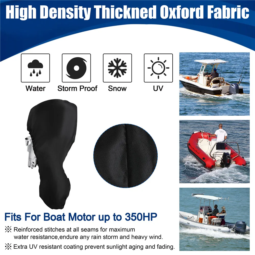 Funda impermeable para motor fueraborda 0-350HP 420D UV negra - imagen 4