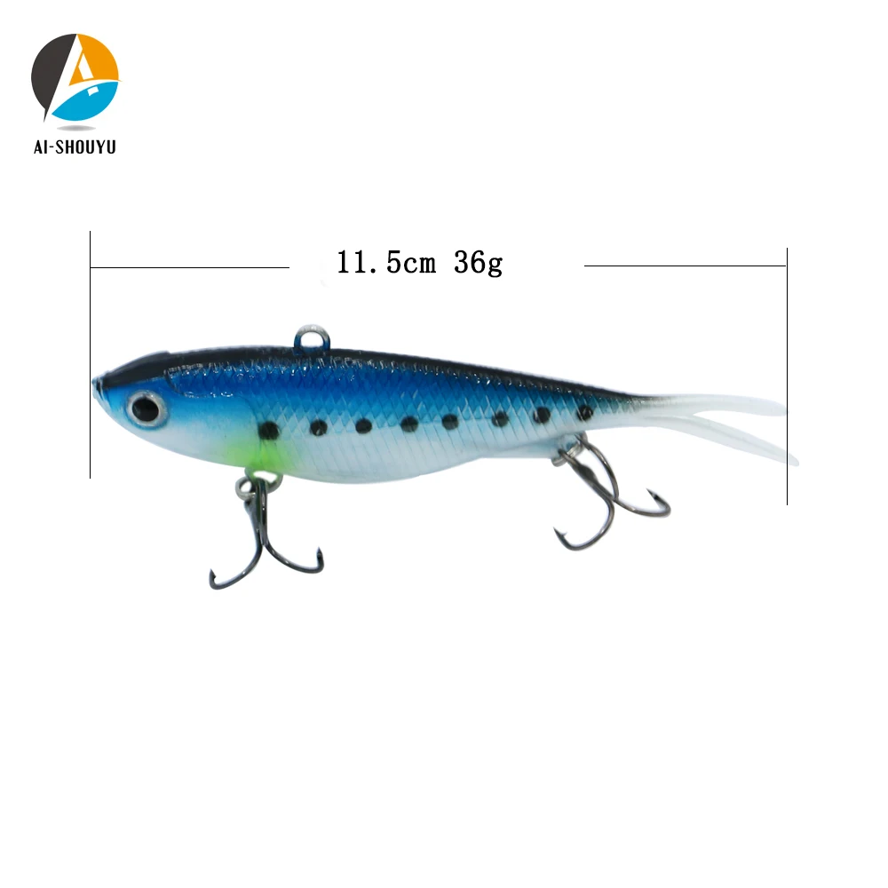 Señuelo pesca en hielo Wobbler de silicona suave 11,5 cm AI-SHOUYU - imagen 5