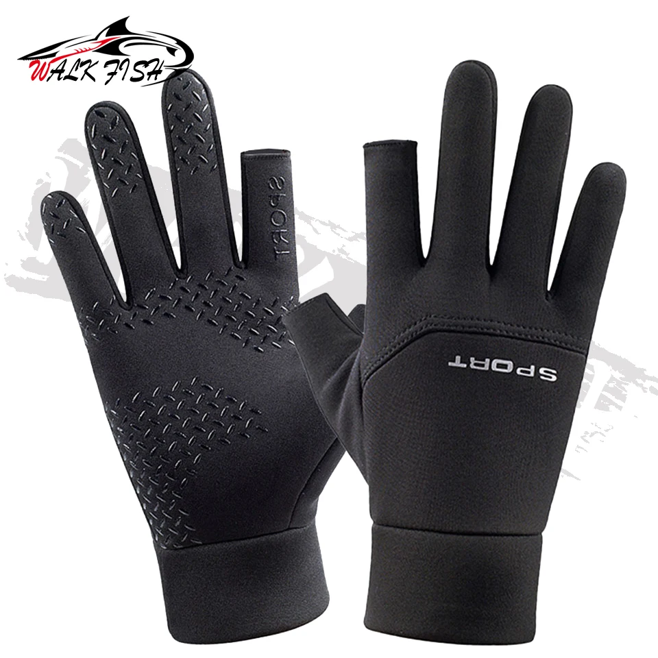 WALK FISH-Guantes Térmicos de lana a prueba de viento para hombre y mujer, manoplas impermeables antideslizantes para deportes de pesca, ciclismo, correr, pantalla táctil - imagen 2
