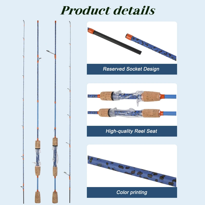 BILLINGS-caña de pescar de 1,68 m, 1,8 m, 2,1 m, señuelo giratorio de carbono, caña de pescar de 2 secciones, guía de cerámica de 2-18g - imagen 4