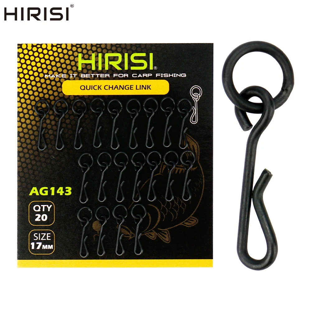Hirisi 20 piezas pesca de carpa broches de cambio rápido pesca giratorio Snap con anillo accesorios de aparejos de pesca AG143